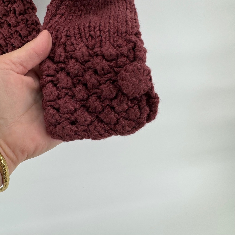 Prima Bella Cardigan Sweater Women Med Burgundy Chunky Knit Popcorn Whimsigoth - Picture 4 of 11